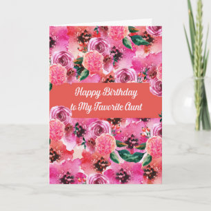 Pretty Pink Flowers for Aunt's Birthday Card