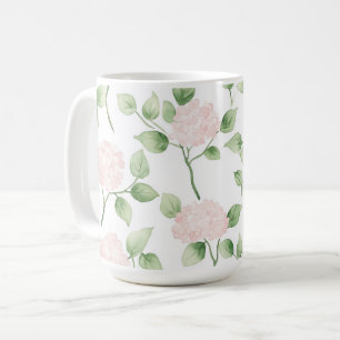 Pretty Pink Flowers Green Leaves Coffee Mug