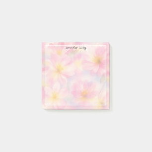 Pretty Pink Flowers Meadow Custom Name Feminine Post-it Notes