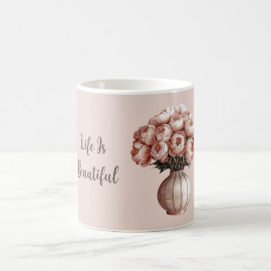 Pretty Pink Flowers Pearl Vase Coffee Mug
