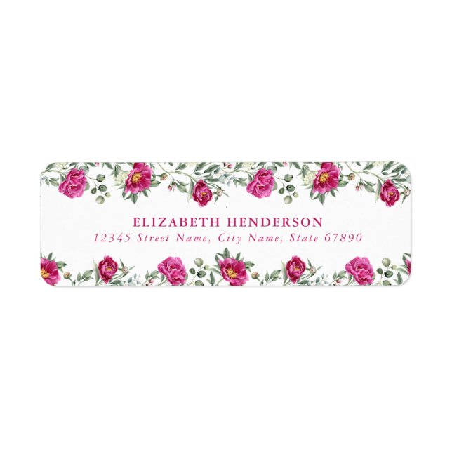 Pretty Pink Flowers Return Address Labels (Front)
