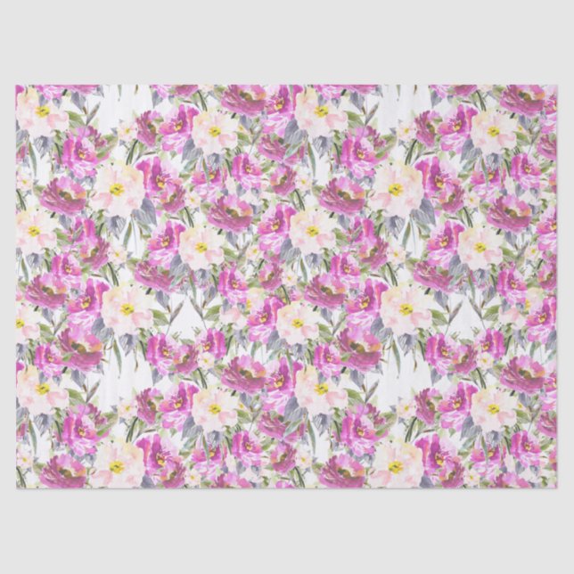 Pretty Pink Flowers Tissue Paper (Front)