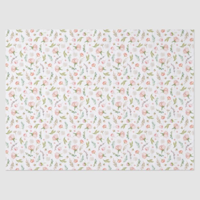 Pretty Pink Flowers Tissue Paper (Front)