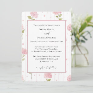 Pretty Pink Flowers Wedding Invitation