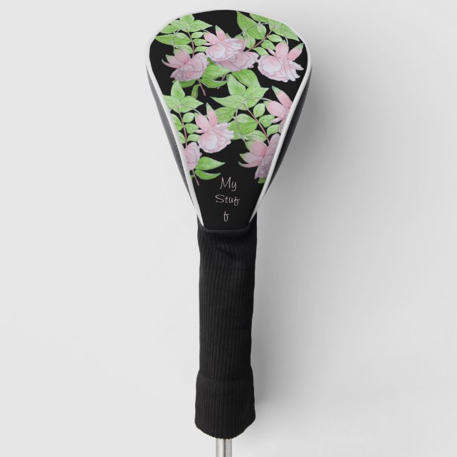 pretty pink flowers with leafs floral  golf head cover (Front)