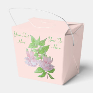 pretty pink flowers with leafs for weddings favour box
