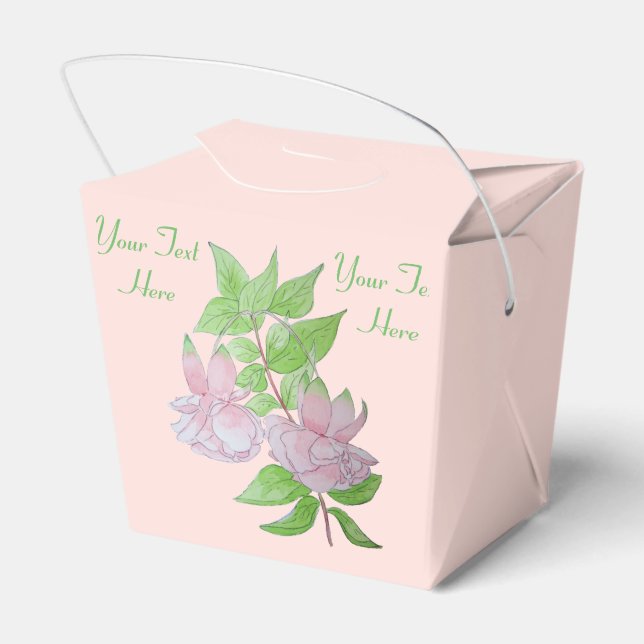 pretty pink flowers with leafs for weddings favour box (Back Side)