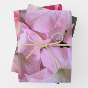 Pretty pink flowers wrapping paper sheet