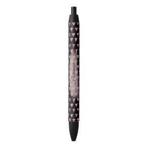 Pretty Pink Foil Abstract - Personalise All Opt Black Ink Pen