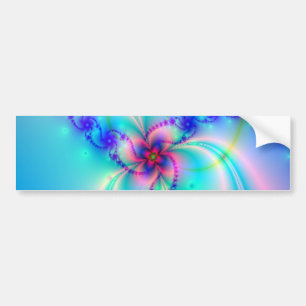 Pretty Pink Fractal Flower Bumper Sticker