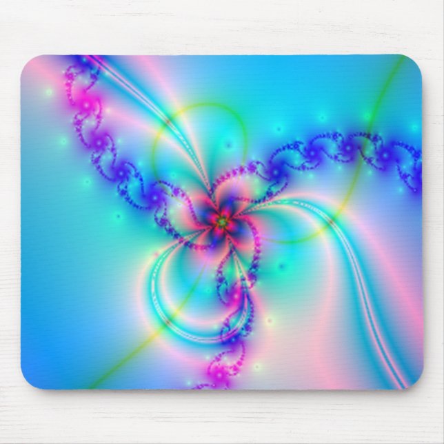 Pretty Pink Fractal Flower Mouse Mat (Front)