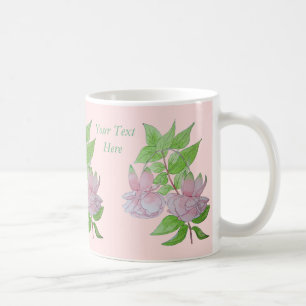 pretty pink fuchsia flower with leaves floral coffee mug