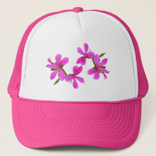 pretty pink garden flowers, floral photo art. trucker hat
