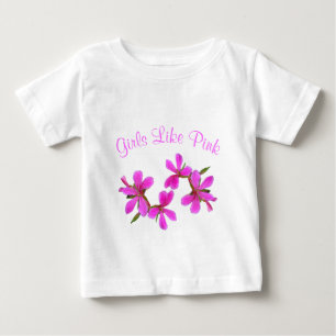 pretty pink garden flowers, girls like pink baby T-Shirt