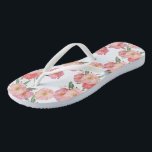 Pretty Pink Garden Flowers Watercolor Flip Flops<br><div class="desc">Pretty pink garden flowers watercolor</div>