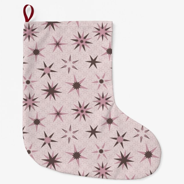 Pretty Pink Geo Stars - pattern. Large Christmas Stocking (Front)