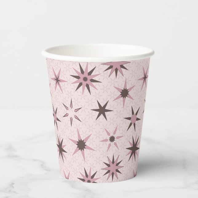 Pretty Pink Geo Stars - pattern. Paper Cups (Front)