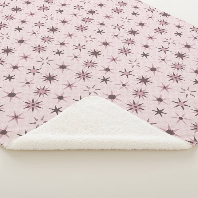 Pretty Pink Geo Stars - pattern. Sherpa Blanket (3/4)
