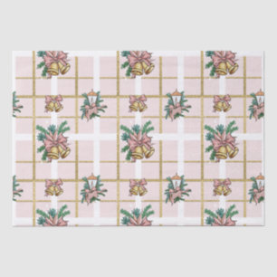 Pretty Pink Geometric & Christmas Bells Tissue Paper