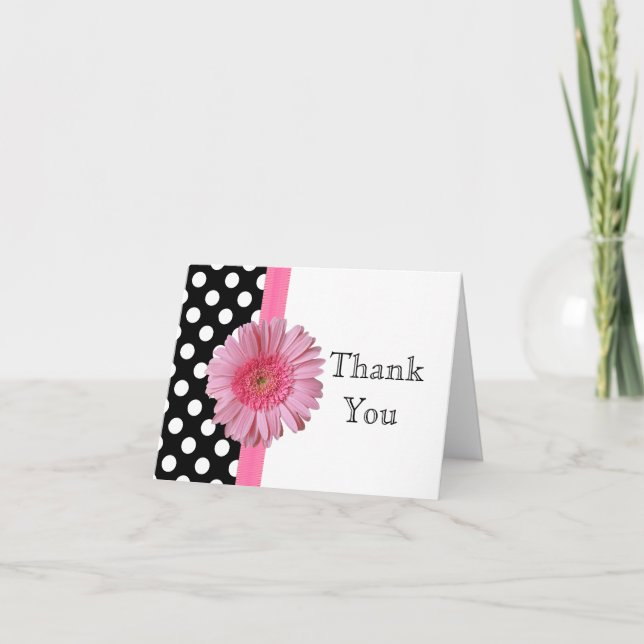 Pretty Pink Gerber Daisy Thank You Note Card (Front)
