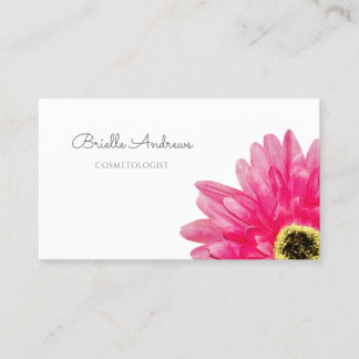 Pretty Pink Gerbera Daisy Flower on Simple White Business Card