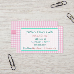 Pretty Pink Gingham & Bow Business Card