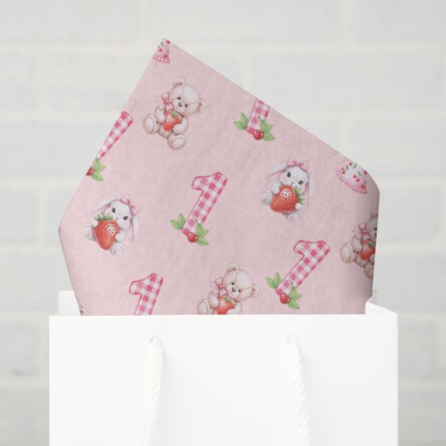Pretty Pink Gingham, Bunnies and Bears! Tissue Paper (Gift Bag)