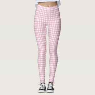 Pretty Pink Gingham Check Pattern Leggings