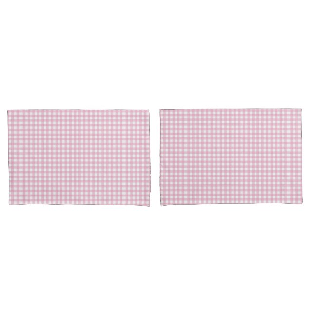 Pretty Pink Gingham Check Pattern Pillowcase (Front-Set)