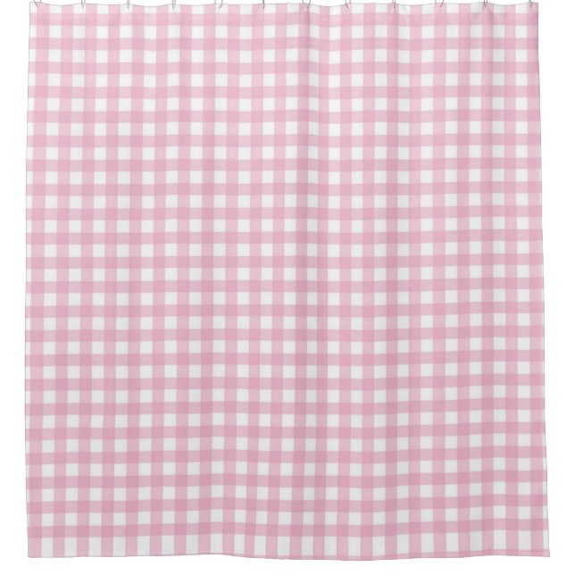 Pretty Pink Gingham Check Pattern Shower Curtain (Front)