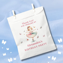Pretty Pink Girl Ballerina Birthday Thank You Favour Bags