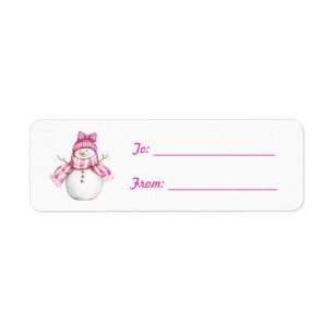 Pretty Pink Girl Snowman Bow Christmas