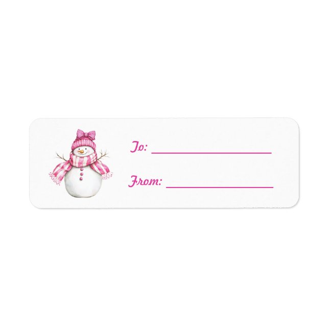 Pretty Pink Girl Snowman Bow Christmas (Front)