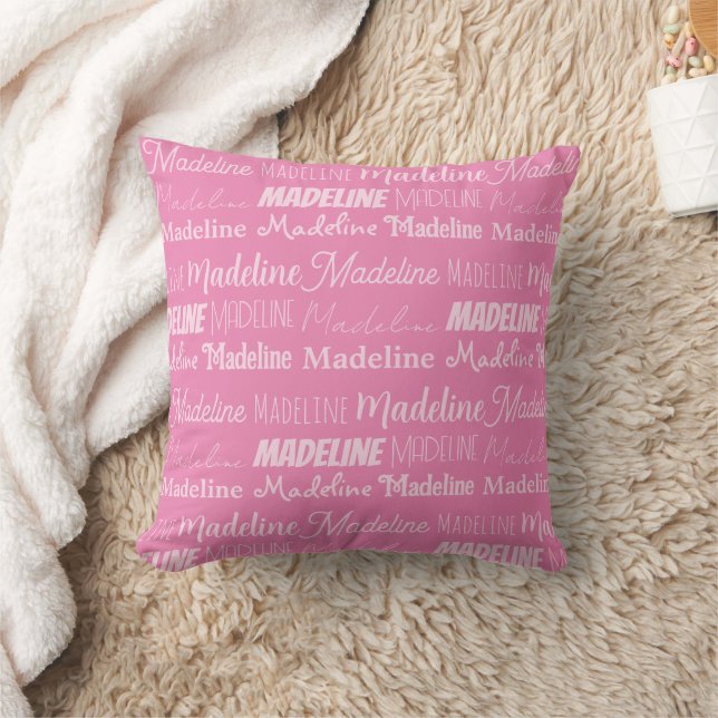 Pretty Pink Girls Name Font Collage Custom Teen Cushion (Blanket)