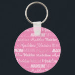 Pretty Pink Girls Name Font Collage Custom Teen Key Ring<br><div class="desc">This pretty pink keychain is customised with your teen or little girl's name in 9 different beautiful fonts. A cute personalised present for a kid or teenager.</div>