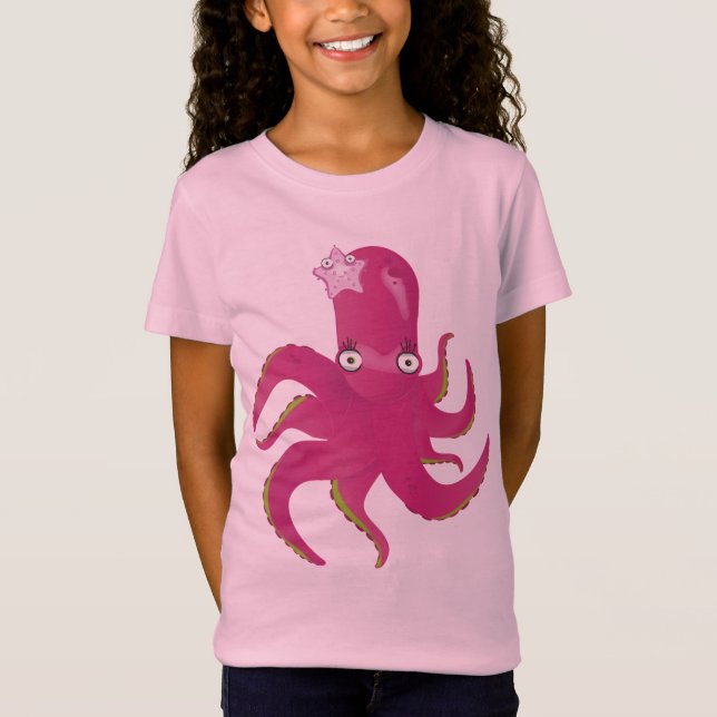 Pretty Pink Girly Octopus T-Shirt (Front)