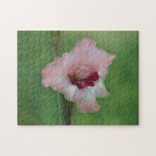 Pretty Pink Gladiolus Flower Garden Art Jigsaw Puzzle
