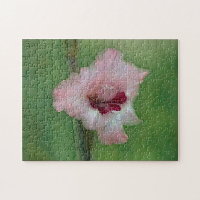Pretty Pink Gladiolus Flower Garden Art Jigsaw Puzzle (Horizontal)
