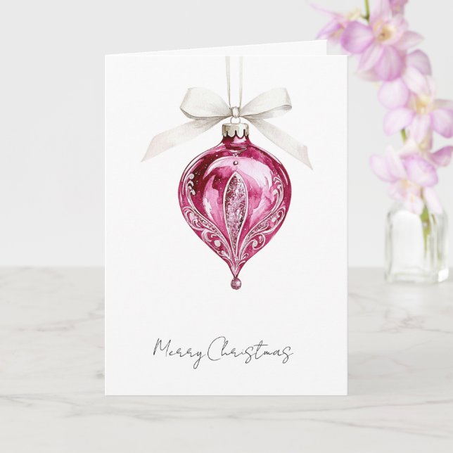 Pretty Pink Glam Christmas Ornament Card (Orchid)