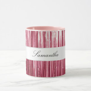 Pretty Pink Glam Tinsel Stripes Mug