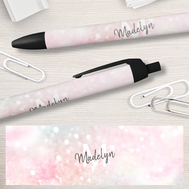 Pretty Pink Glitter Girly Glamourous Black Ink Pen (Creator Uploaded)
