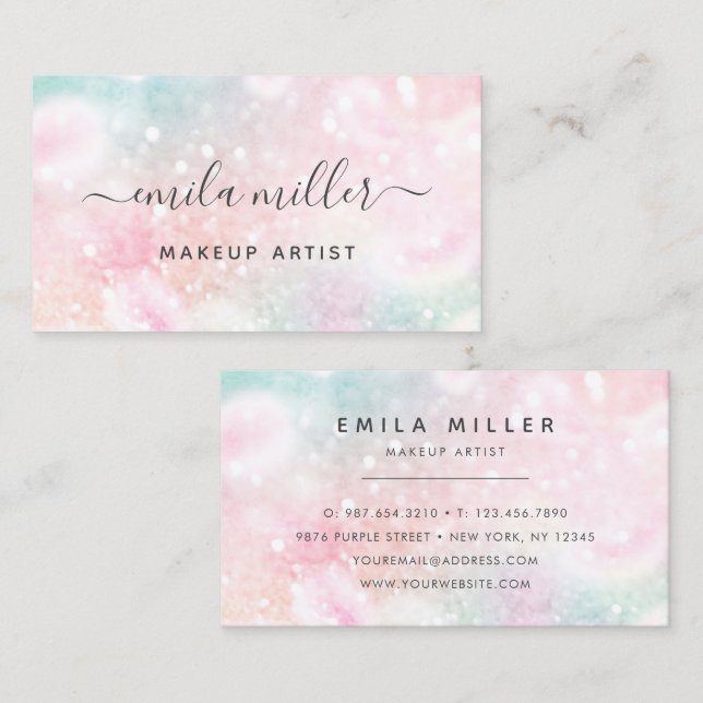 Pretty Pink Glitter Girly Glamourous Business Card (Front/Back)
