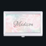 Pretty Pink Glitter Girly Glamourous Business Card Holder<br><div class="desc">Easily personalise this pretty pink bokeh glitter pattern business card case with your custom name and monogram.</div>
