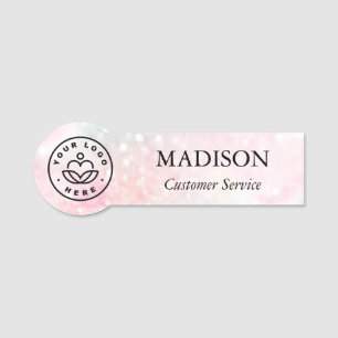 Pretty Pink Glitter Girly Glamourous Name Tag