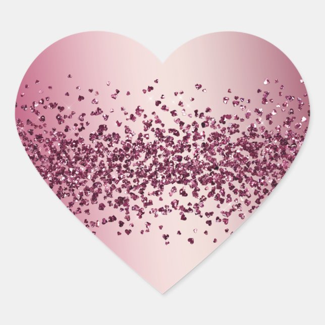 Pretty Pink Glitter Hearts  Heart Sticker (Front)