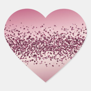Pretty Pink Glitter Hearts Ombre Heart Sticker
