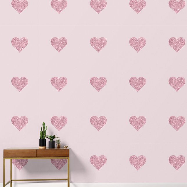 Pretty Pink Glitter Hearts Wallpaper (Hallway)