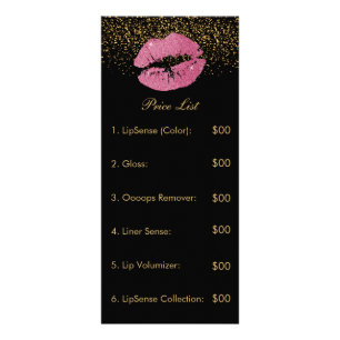 Pretty Pink Glitter Lip Price List Rack Card
