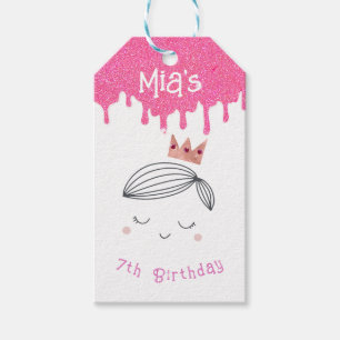 Pretty Pink Glitter Princess Girls Birthday Gift Tags