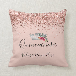 Pretty Pink Glitter Quinceanera Cushion